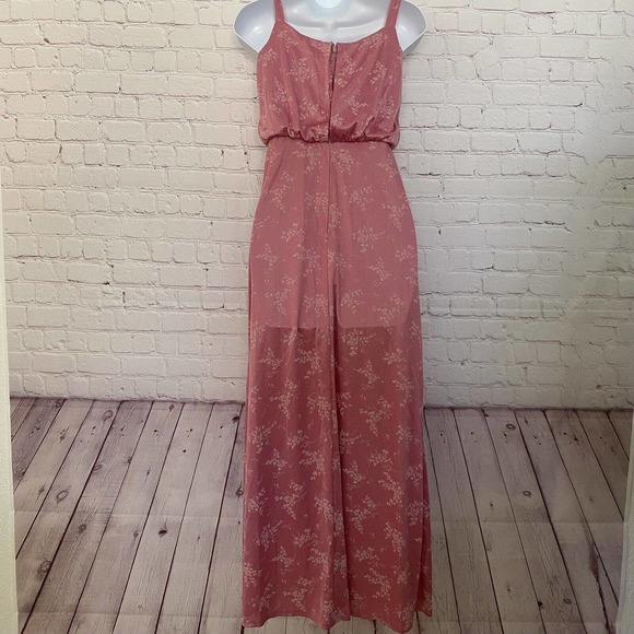 Vintage 1970's Lorrie Deb Union Label Pink Long Floral Zip Formal Dress - 7/8 - Picture 4 of 12